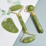 Rodillo de Jade Natural para cara, Gua Sha, piedra Natural, masajeador para el cuerpo y el cuello.