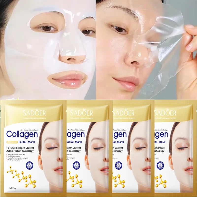 Mascarilla Facial antiarrugas de colágeno.