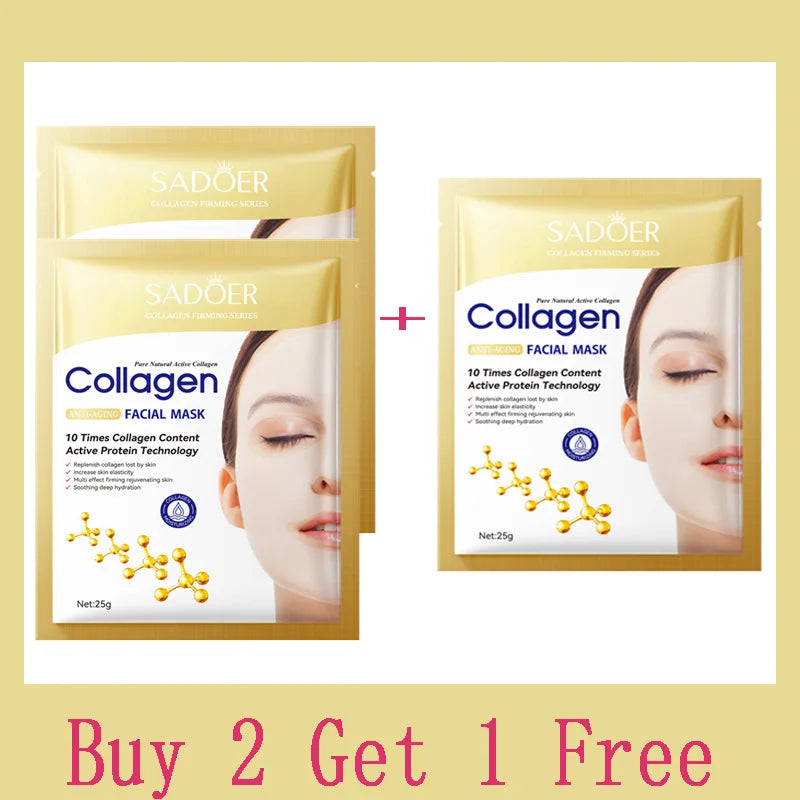 Mascarilla Facial antiarrugas de colágeno.