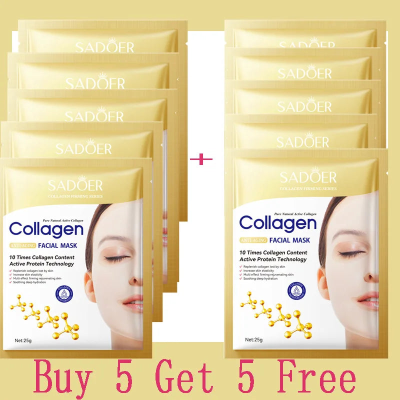 Mascarilla Facial antiarrugas de colágeno.